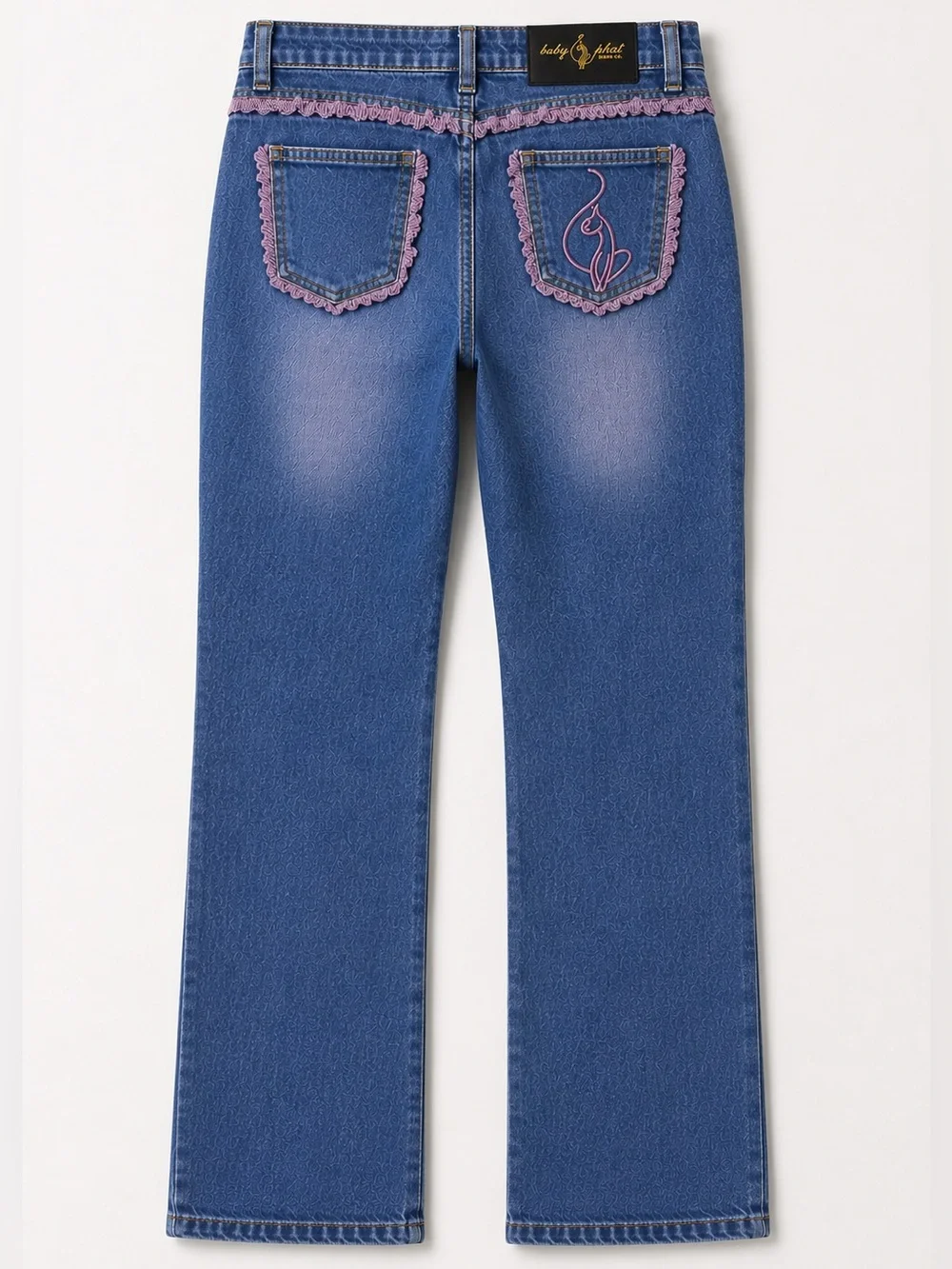Baby Phat Blue straight leg  Jeans with Pink Pocket Trim -size 1